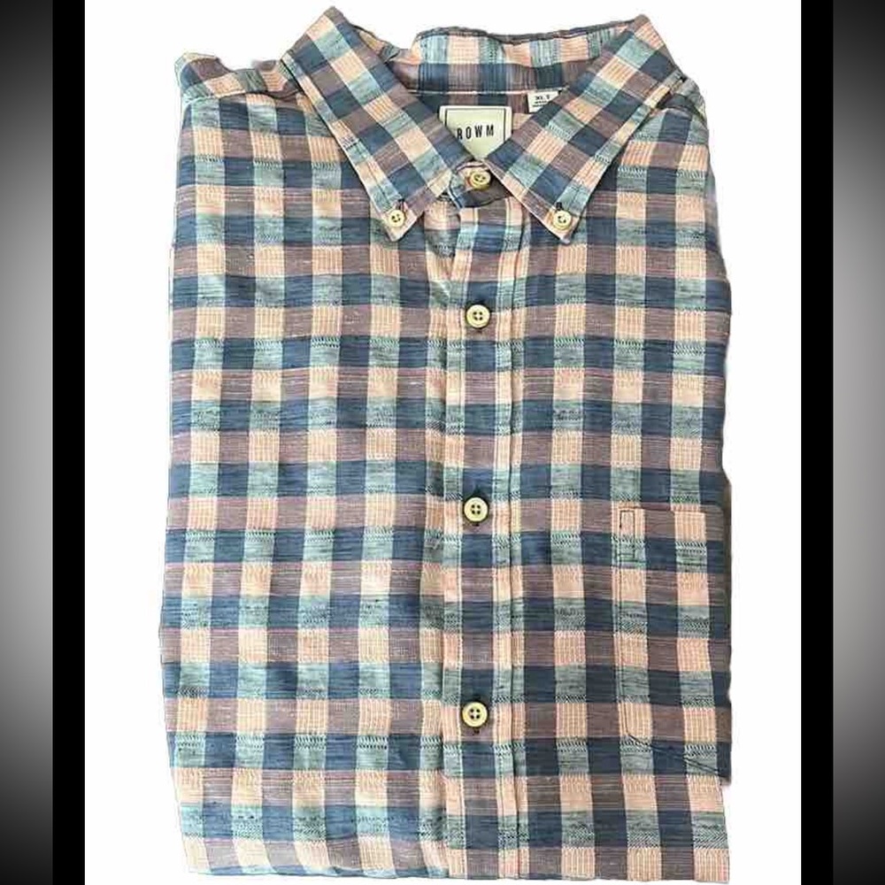 NWT Dillard’s ROWM Men’s Short Sleeved Check Button Down Size XLT